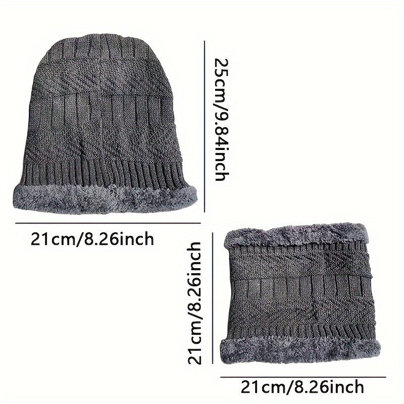 Velvet Winter Beanie Hat & Scarf Set for Men and Women