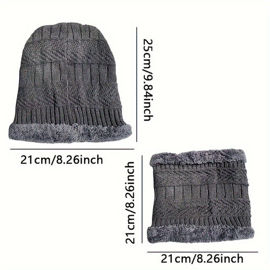 Velvet Winter Beanie Hat & Scarf Set for Men and Women