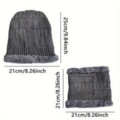 Velvet Winter Beanie Hat & Scarf Set for Men and Women