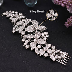 Boho Rhinestone Bridal Hair Comb Floral Wedding Accessory