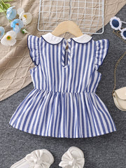 Girls Preppy Plaid Sleeveless Peplum Tops for Summer