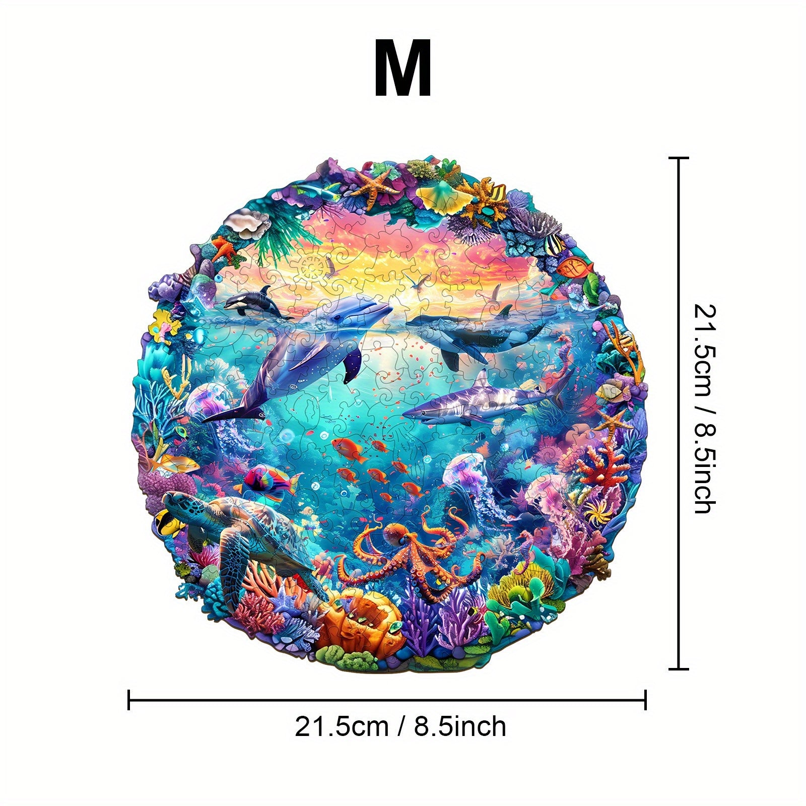 Ocean World Wooden Jigsaw Puzzle with Dolphins and Tropical Fish