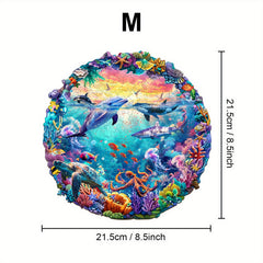 Ocean World Wooden Jigsaw Puzzle with Dolphins and Tropical Fish