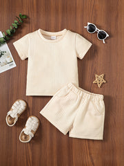 2pcs Baby Boys Casual T shirt & Shorts Sets