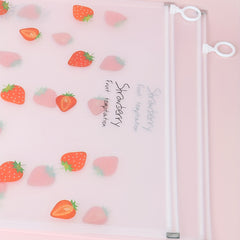 Strawberry Patterned Clear Document Bag