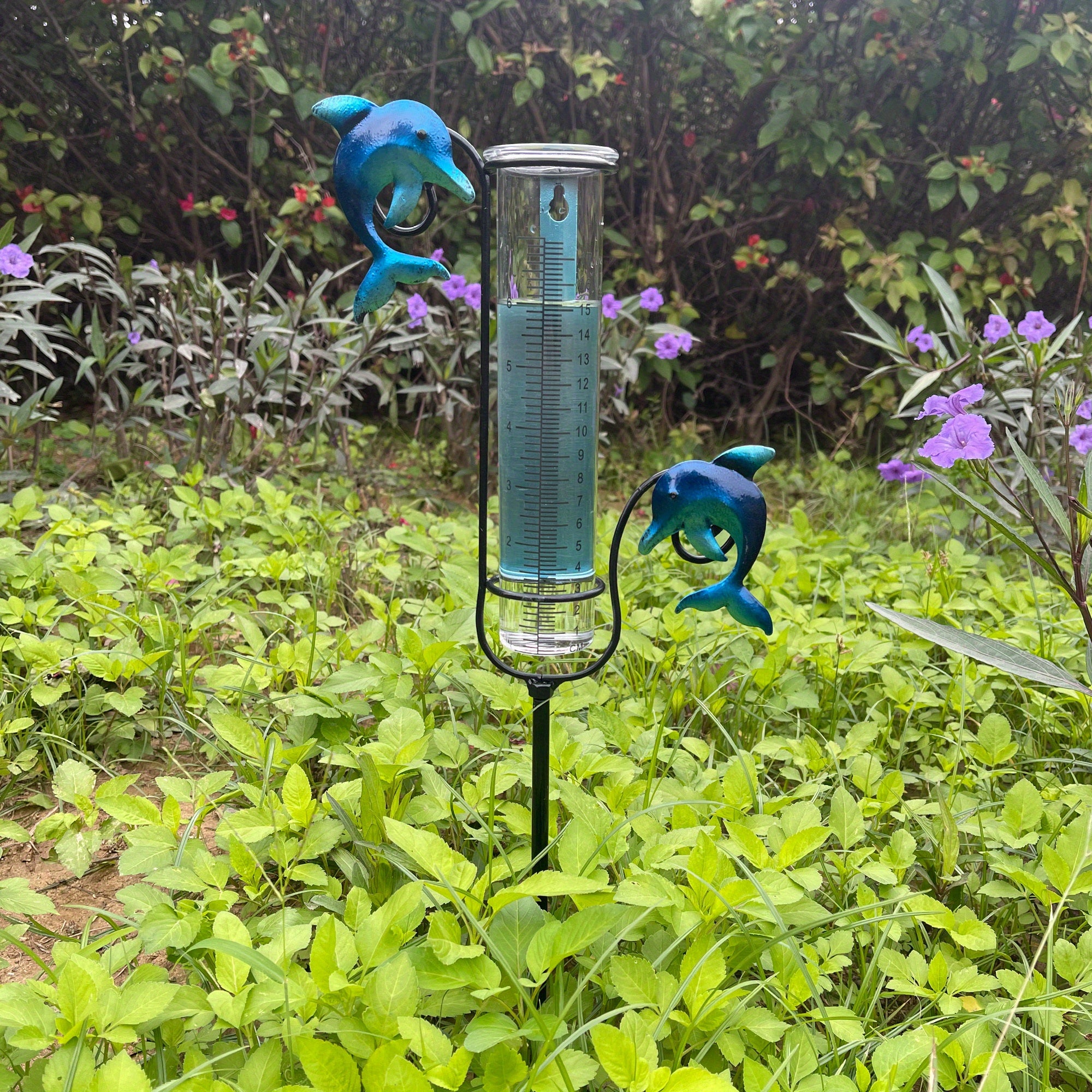 Dolphin Rain Gauge Frost Proof Outdoor Metal Frame