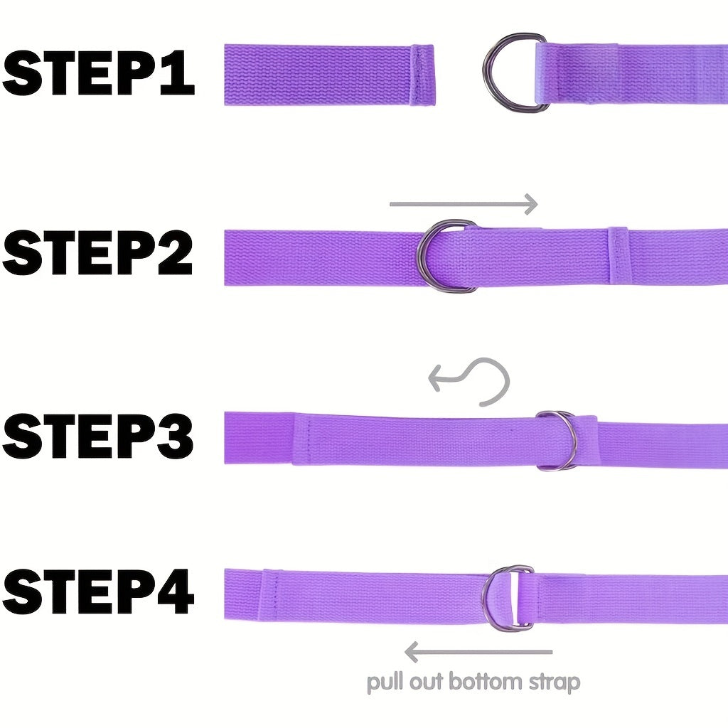 6-8 Ft Yoga Strap Adjustable D Ring Buckle Cotton Yoga Belt