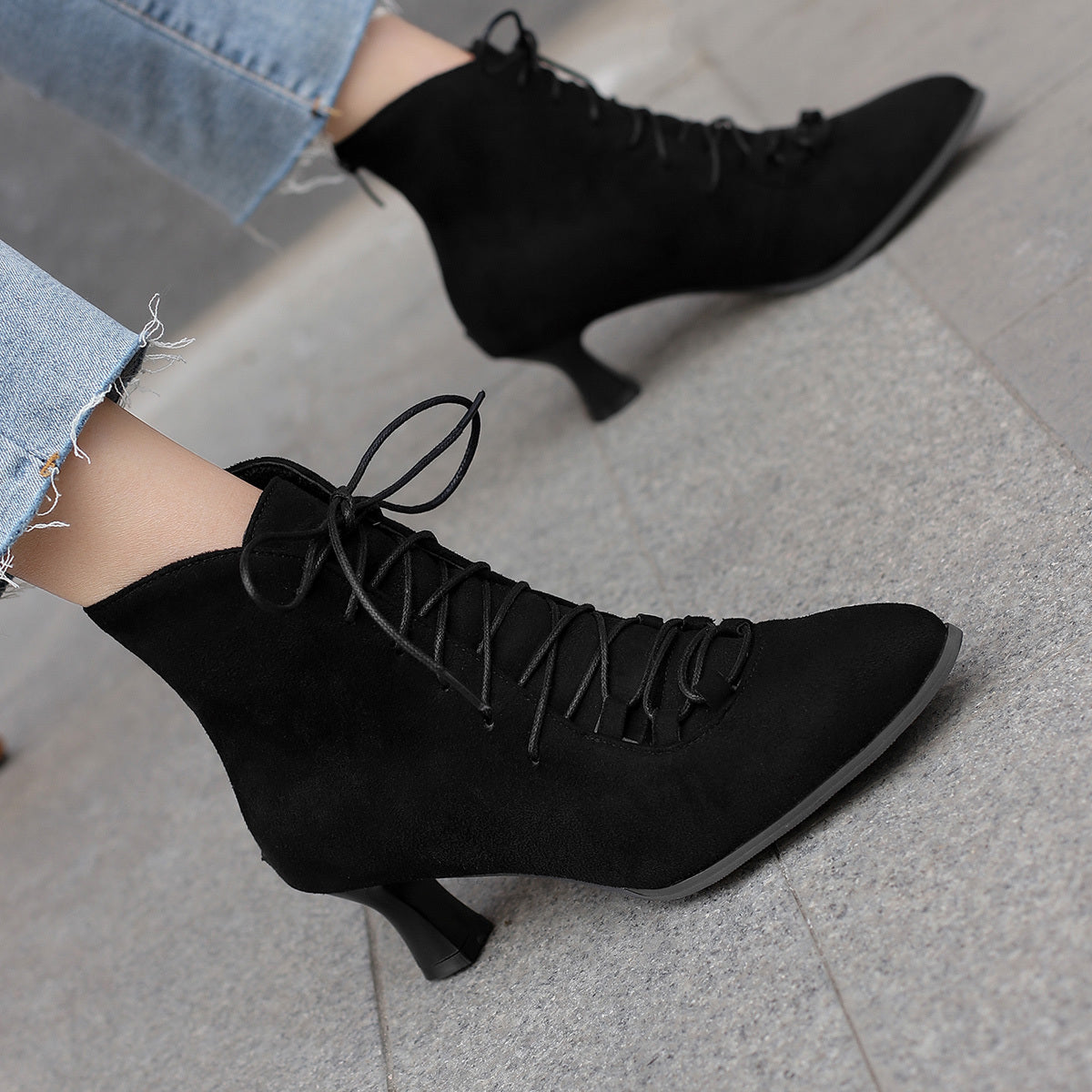 Women's Kitten Heel Boots Comfortable Pointed Toe Ankle Boots