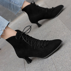 Women's Kitten Heel Boots Comfortable Pointed Toe Ankle Boots
