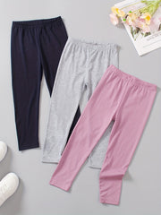 3pcs Girls Casual Waistband Pants Set for Sports Kids