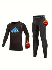 2pcs Kids Compression Fleece Sets Cartoon Animal Cozy Crew Neck Pullover