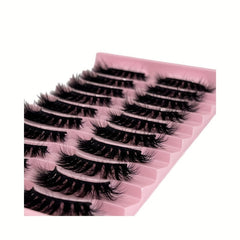 10 Pairs Thick False Eyelashes Fluffy Cluster Lashes Volume Curling Lashes