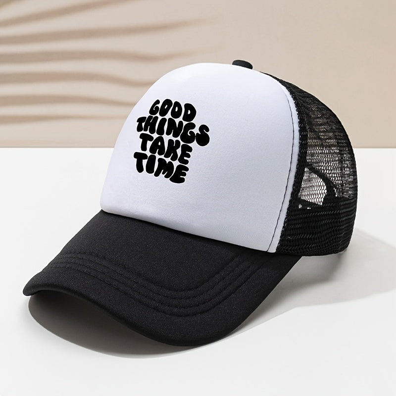 Men's Word Printing Baseball Cap Mesh Breathable Truck Cap