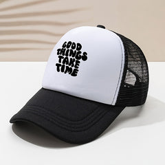 Men's Word Printing Baseball Cap Mesh Breathable Truck Cap