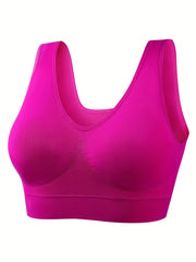 4 Pack Plus Size Sports Bra Set Solid Elastic Comfort Breathable Tank Bra