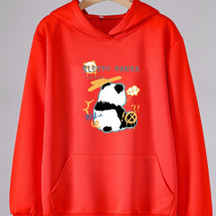 Girls Panda Pattern Hooded Sweatshirt Long Sleeve Comfy Pullover for Girls