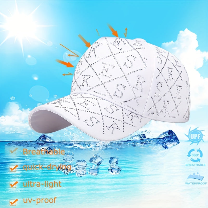 Rhinestone Letter Baseball Cap Adjustable Dad Hat Hip Hop Sun Hat