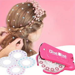 Girls' DIY Makeup Hair Stickers Pink & Multicolor Sparkling Rhjson Pin Set