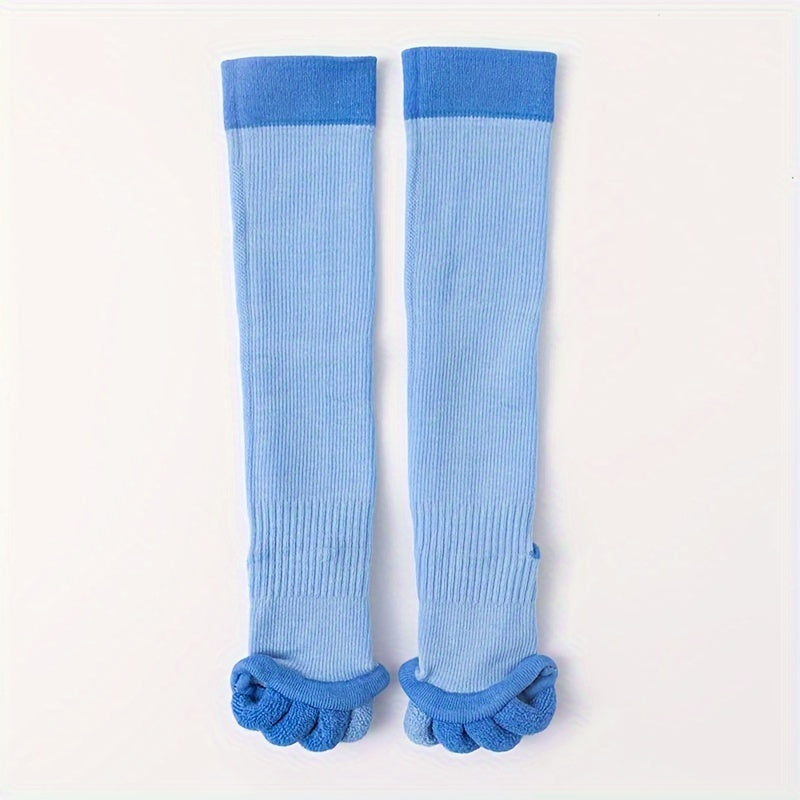 Toeless Knee High Yoga Socks Non-slip Thermal Calf Socks With Grips