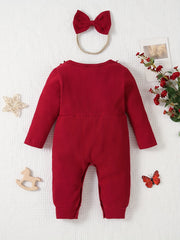 2pcs Baby Girls Cotton Onesie & Headband Set for Spring and Autumn