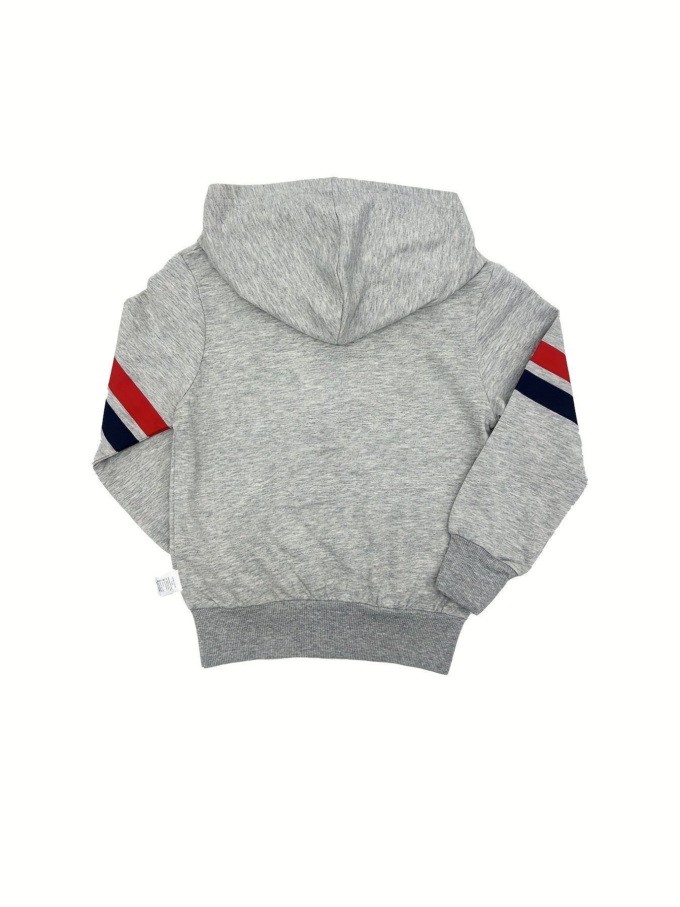 Boys Striped Graphic Varsity Cardigan Hooded Jacket