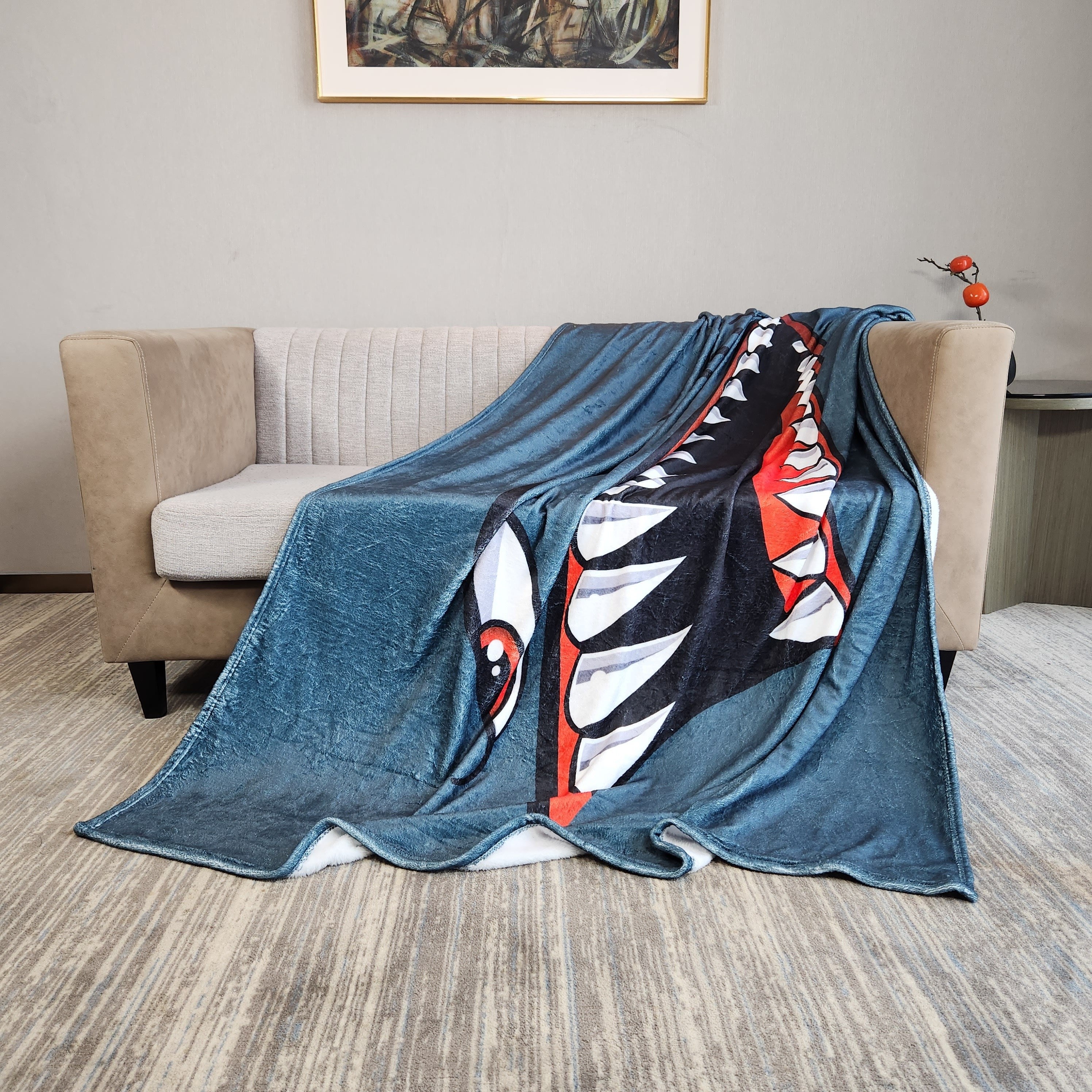 Shark Print Blanket Warm Flannel Casual Blanket