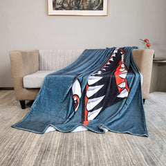 Shark Print Blanket Warm Flannel Casual Blanket