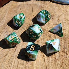 7pcs Marbled Mint RPG Dice Set For Party