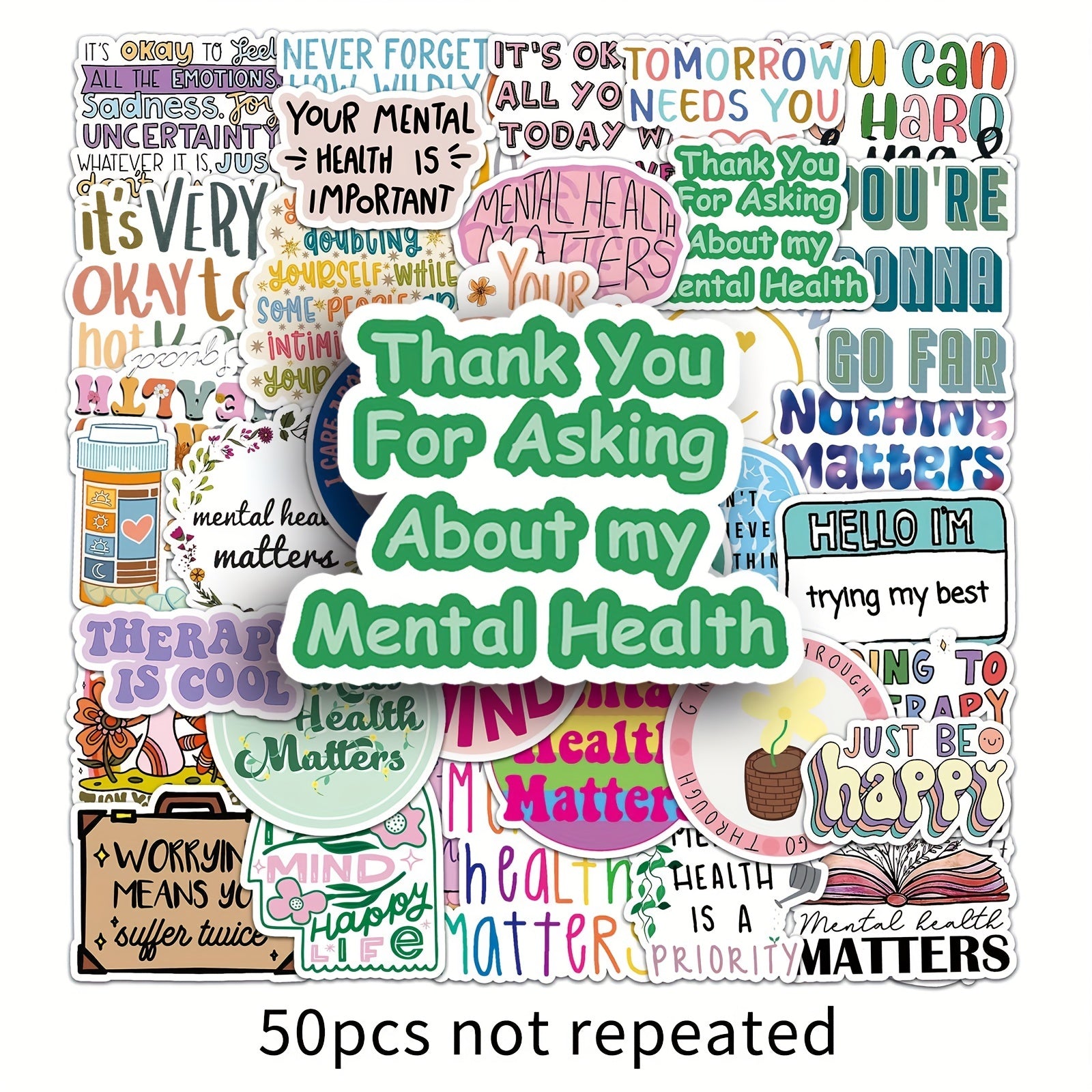 50pcs Mental Health Graffiti Stickers DIY Creative Toys