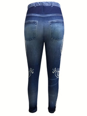 Graphic Print Slim Jeggings Casual High Waist Leggings
