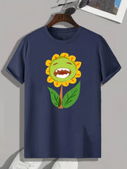 Sunflower Print Men's Graphic T-shirt for Summer