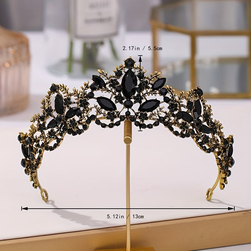 Baroque Style Crystal Crown Earrings Necklace Set