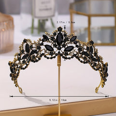 Baroque Style Crystal Crown Earrings Necklace Set