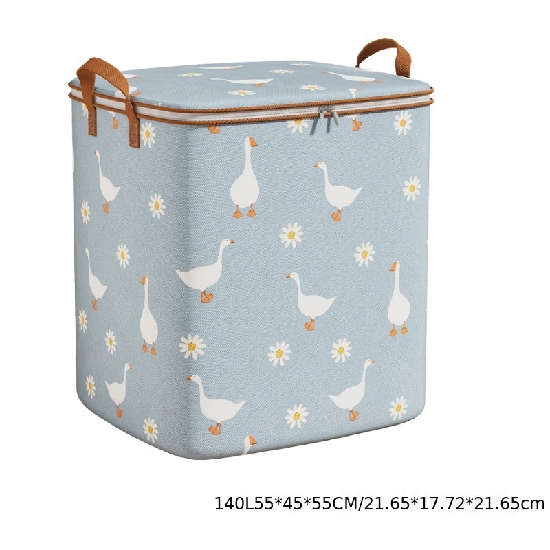 Daisy & Goose Pattern Storage Box Lightweight Zipper Organizer