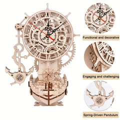 Pirate 3D Wooden Clock Puzzle Kit for Adults