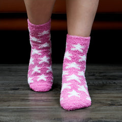 2 Pairs Star Pattern Socks Fuzzy & Warm Women's Stockings