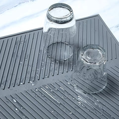 Non Slip Silicone Dish Drying Mat Foldable Draining Tray Gray