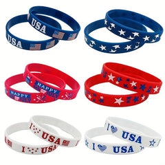 2Pcs Independence Flag Silicone Wristbands Elastic Bands
