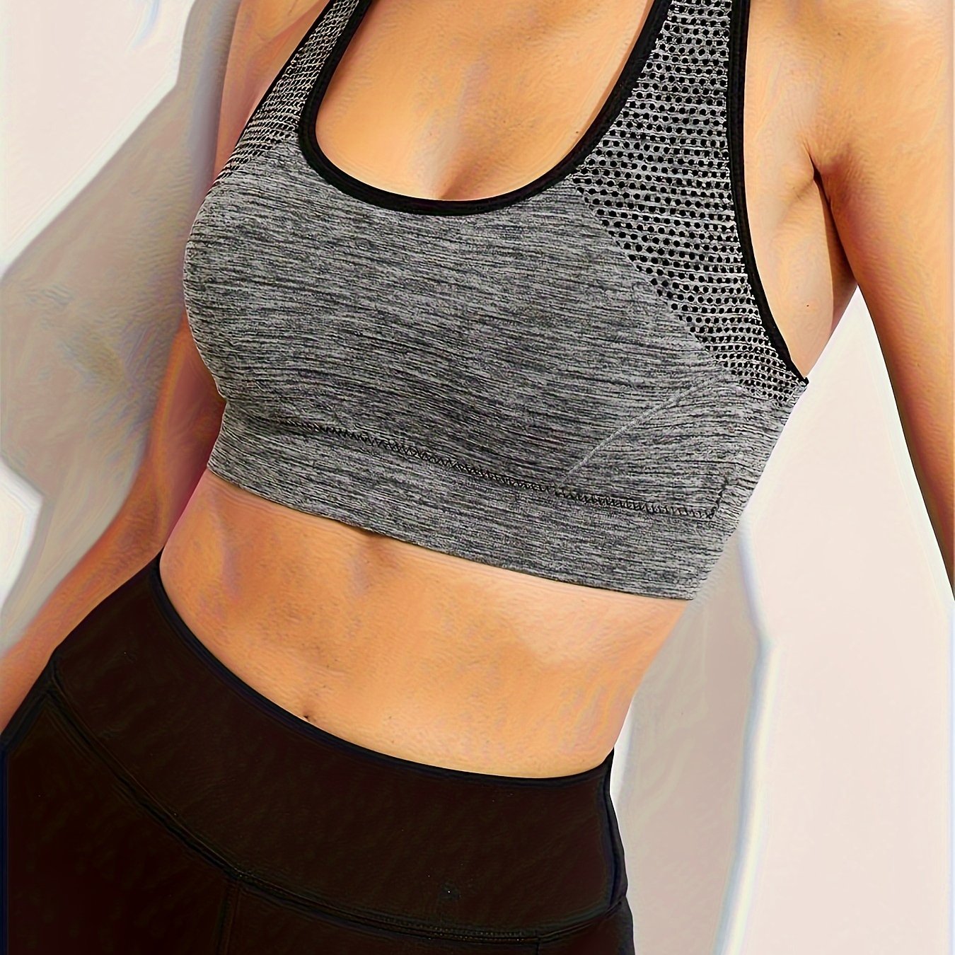Racerback Wireless Sports Bra Comfy & Breathable Shockproof Tank Bra