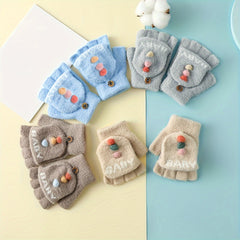 Children's Cartoon Winter Gloves Half Finger