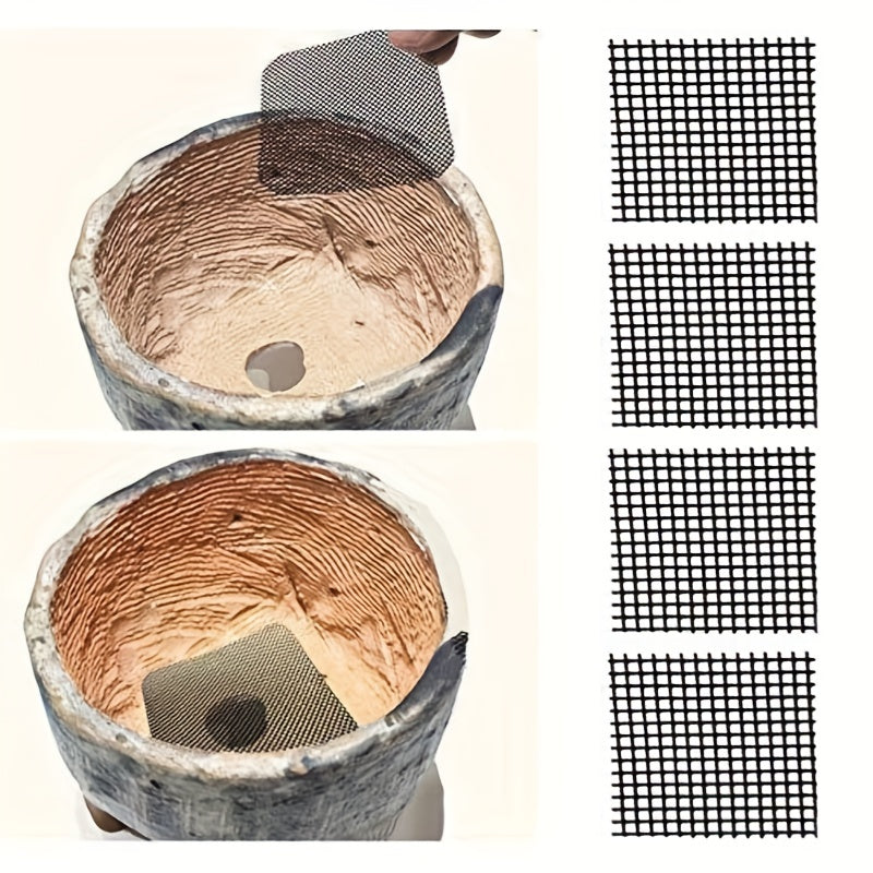 50pcs Plant Pot Mesh Pad Bonsai Pot Bottom Grid Mat Plant Drainage Screens