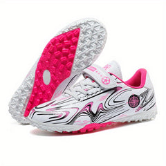 Kids Hook & Loop TF Soccer Cleats Lightweight Breathable Non Slip Football Shoes