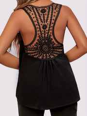 Lace Stitching V Neck Tank Top Summer Sleeveless Top