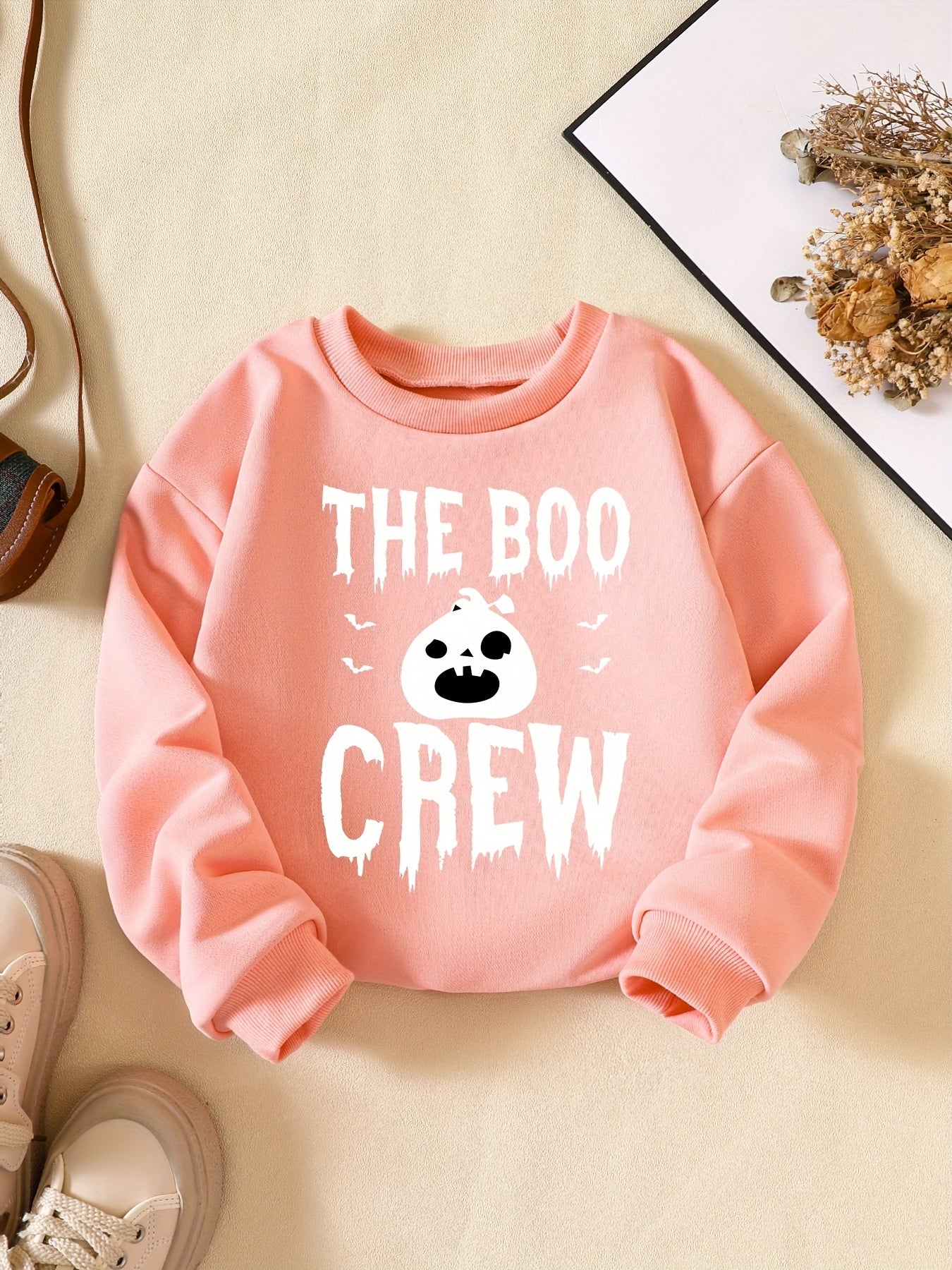 Girls' Halloween Graphic Sweatshirt - The Boo Crew