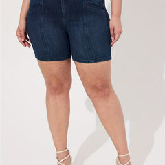 Plus Size High Rise Button Fly Denim Shorts