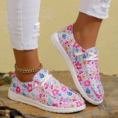 Women's Floral Pattern Boat Shoes Low Top Lace-Up Flats