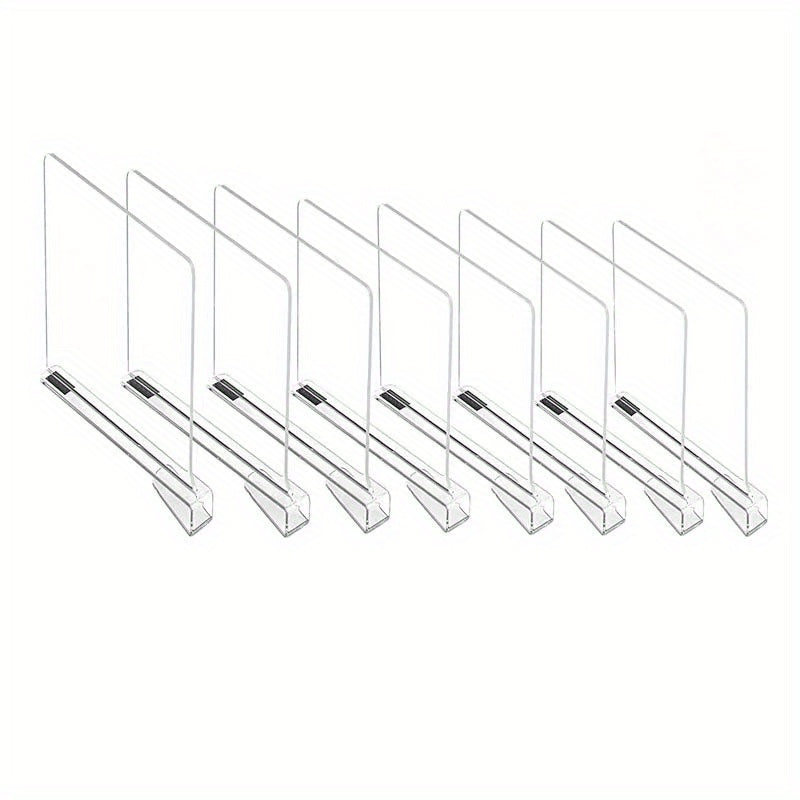 8pcs Clear Acrylic Shelf Dividers for Bedroom and Office Organization
