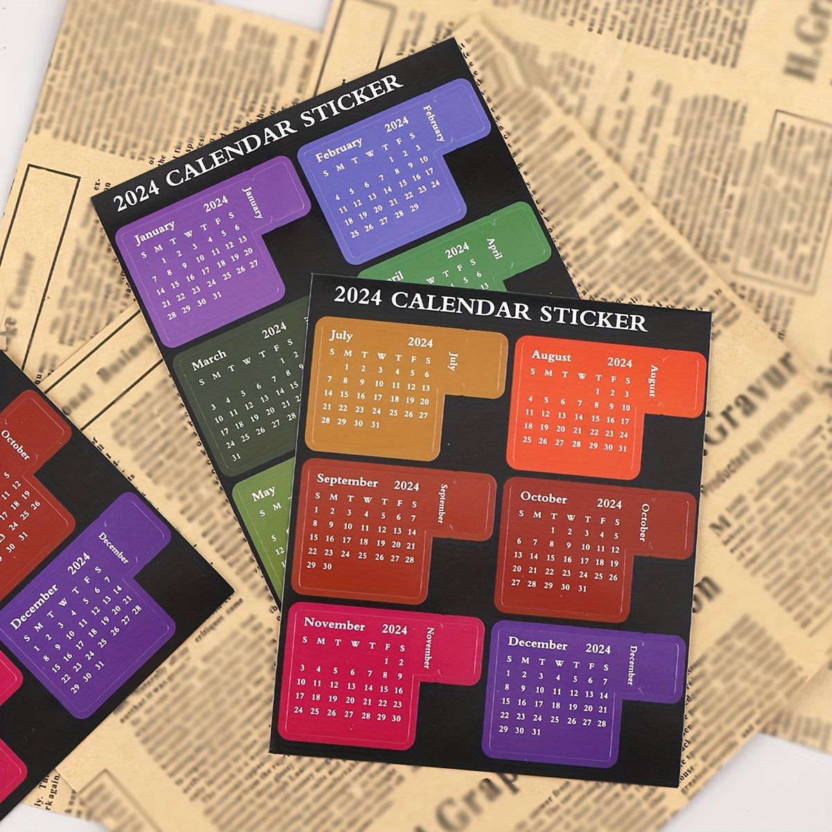 2pcs Annual Planner Sticker English Schedule Self-adhesive Notepad