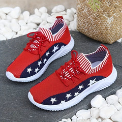 Women's Star Pattern Sneakers Lace up Running Shoes Breathable Sports Shoes