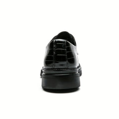Embossed Pattern Derby Shoes Lace up Front Men's Dress Shoes